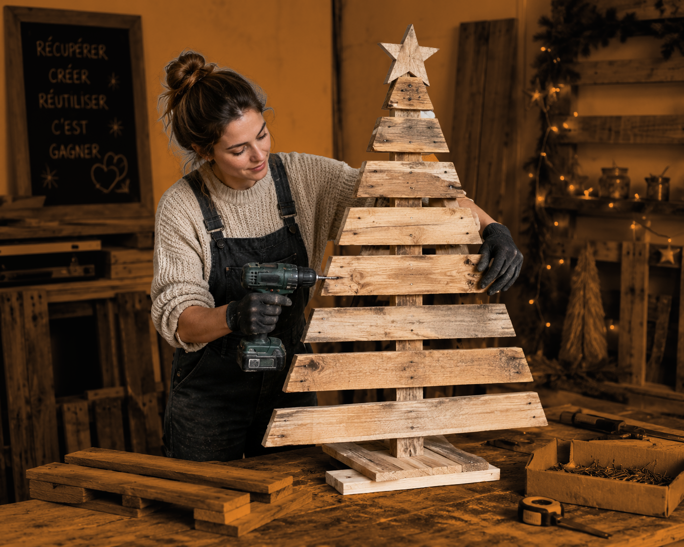 Je fabrique mon sapin de Noël en palettes de récupération
